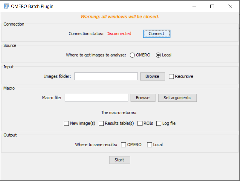 OMERO imagej batch plugin